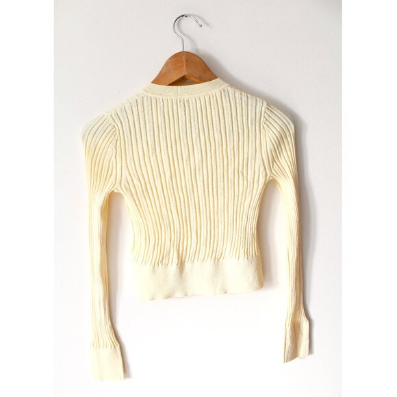 Dion Lee Hook Rib Cardigan / Size XS / Bleached Yellow Cropped - Picture 5 of 11